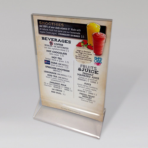 10 Acrylic stand alone restaurant Table Top Menu Ad Holder 5 1/2 X 8 1/2 bar new 